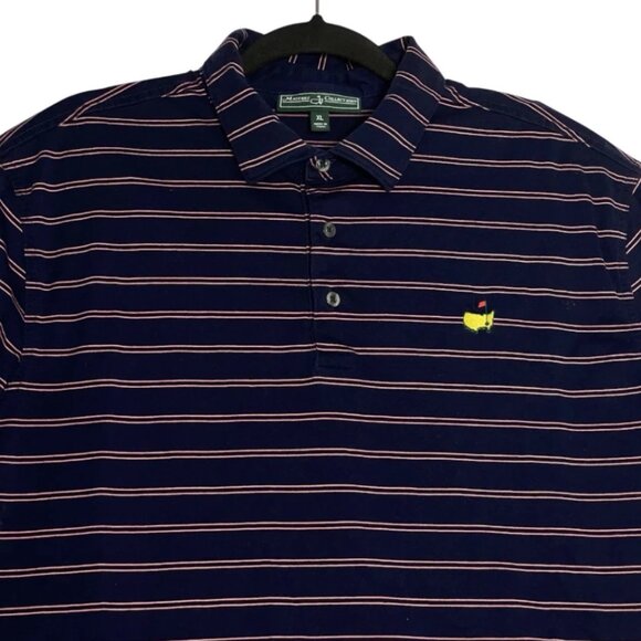 Masters Collection Mens Navy Blue Pink Striped Casual Polo Golf Shirt Size XL - Picture 1 of 5